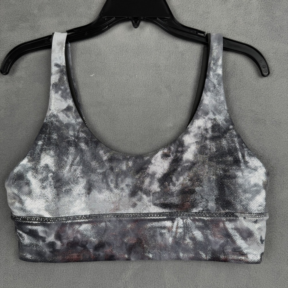 Lululemon‎ Align BraMetallic Silver Foil Tie Dye Size 12 Yoga Training Gym